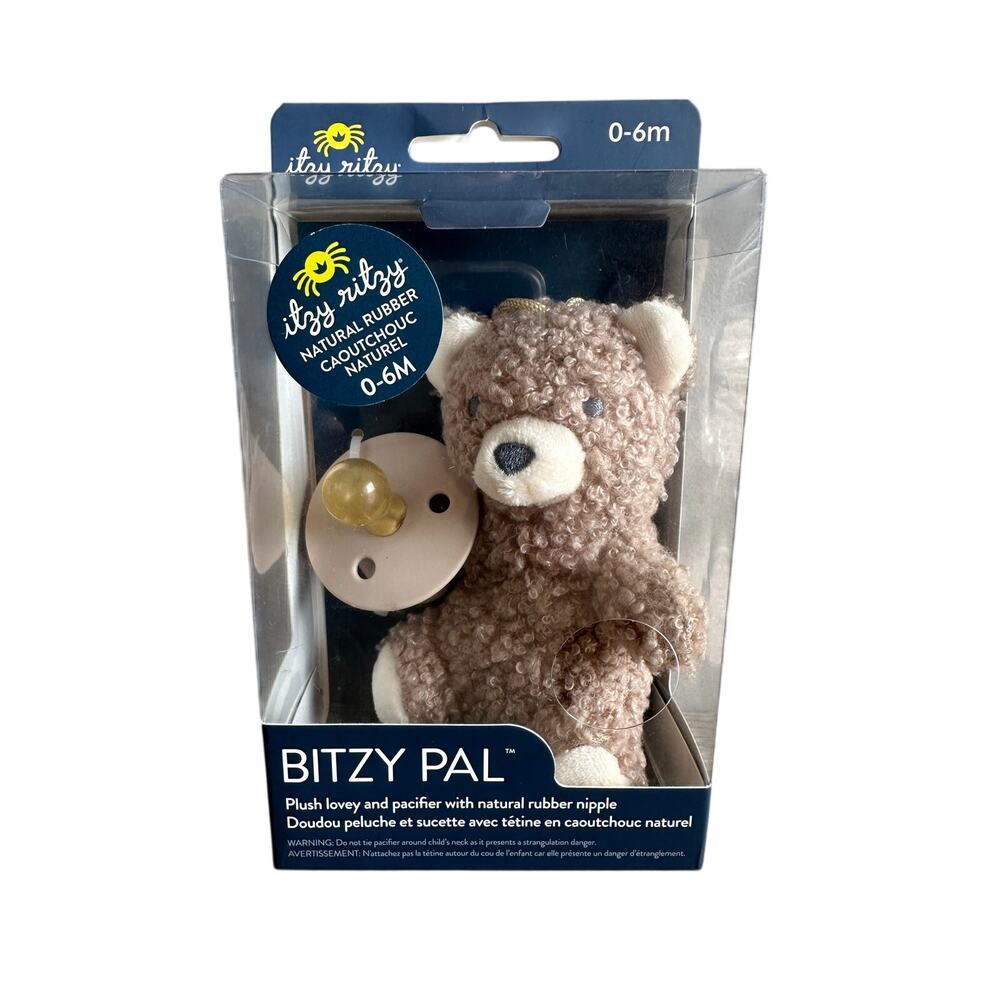Itzy Ritzy Bitzy Pal Bear Rubber Pacifier 0-6 month Lovey NEW in box